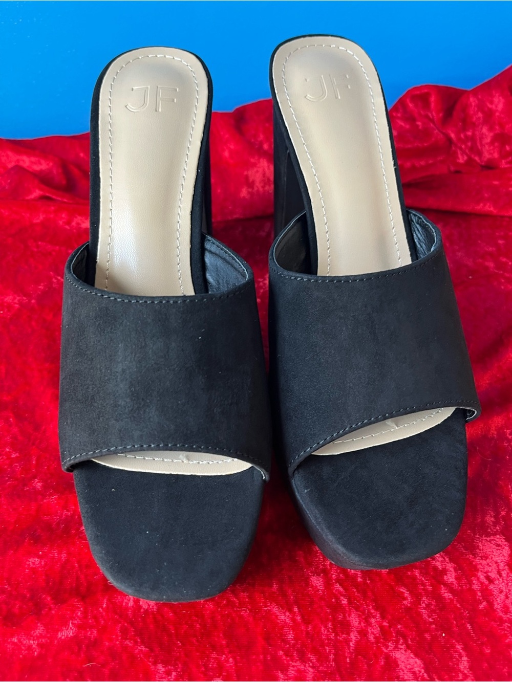 JustFab Black Slide Mules with Block Heel